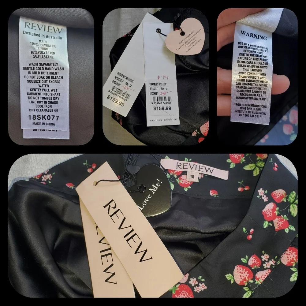 Review Australia Strawberry Patch Fields skirt Boho Chic Pinup Retro